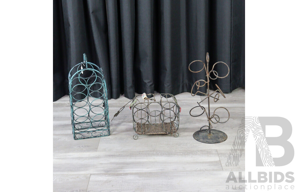 Collection of Three Metal Wine Racks