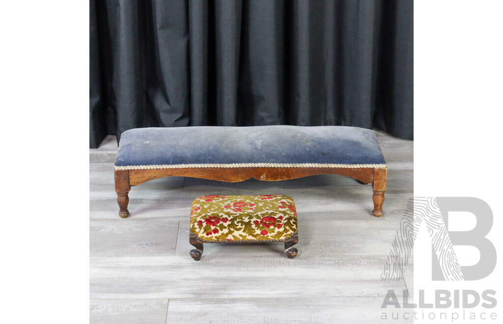 Edwardian Upholstered Footstool and Another