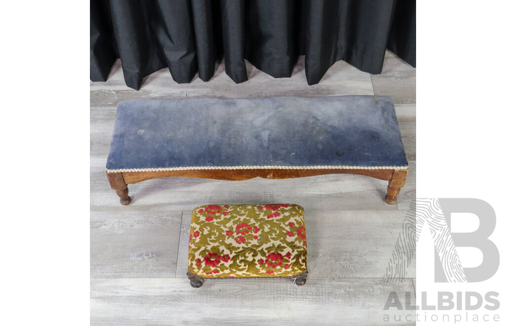 Edwardian Upholstered Footstool and Another