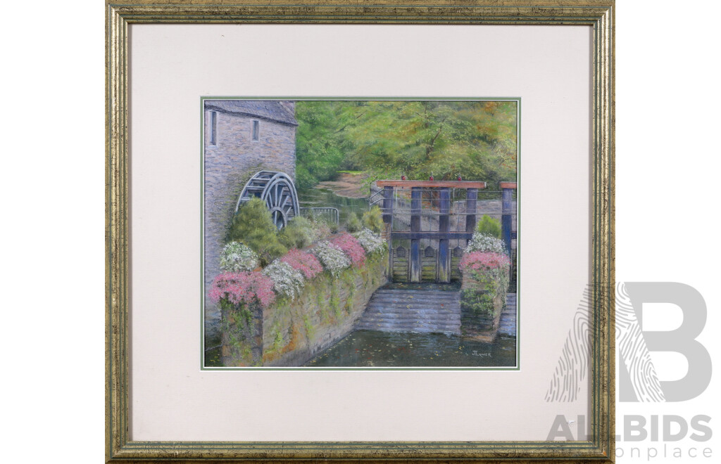 J. Turner, (20th Century), Water Mill and Fruit Picking, Pair of Pastels, 53 x 58 cm (largest frame) (2)