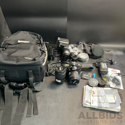 NIKON D200 with 18-70mm & 60mm F2.8 Lens & Metz Mecablitz 45 CL-4 Handle Mount Flash in LoweProBags