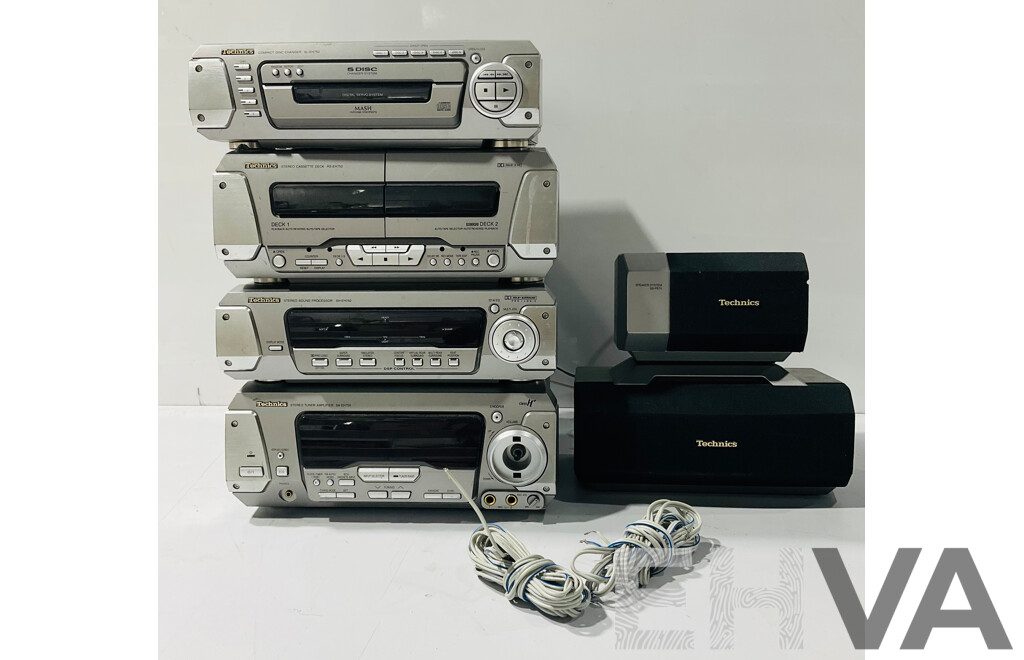 Technics SC-EH750 Stereo System Including Compact Disc Changer, Cassette Deck, Sound Processor and Tuner Amplifier