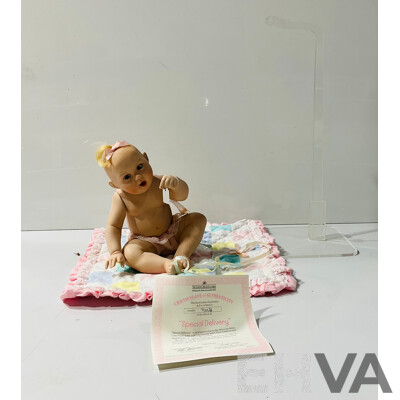 Vintage “special Delivery” Porcelain Doll #7300 From the “where Do Babies Come From” Collection Issued by Ashton-drake Galleries