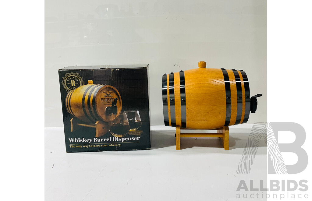 Refined Gifts Whiskey Barrel Dispenser in Original Packaging