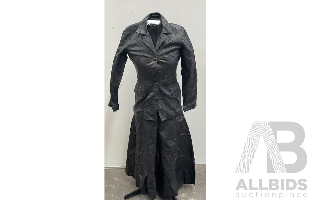 A-One Leather Motorcycle Jacket and Skirt