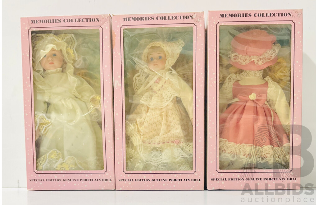 Collection of Three Special Edition Genuine Porcelain Dolls From the Memories Collection Including Grace, Alice and Emily