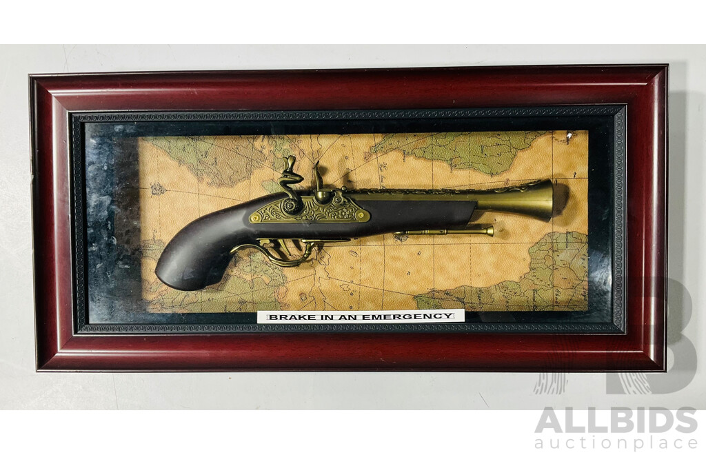 Replica Flintlock Pistol in Glass Case