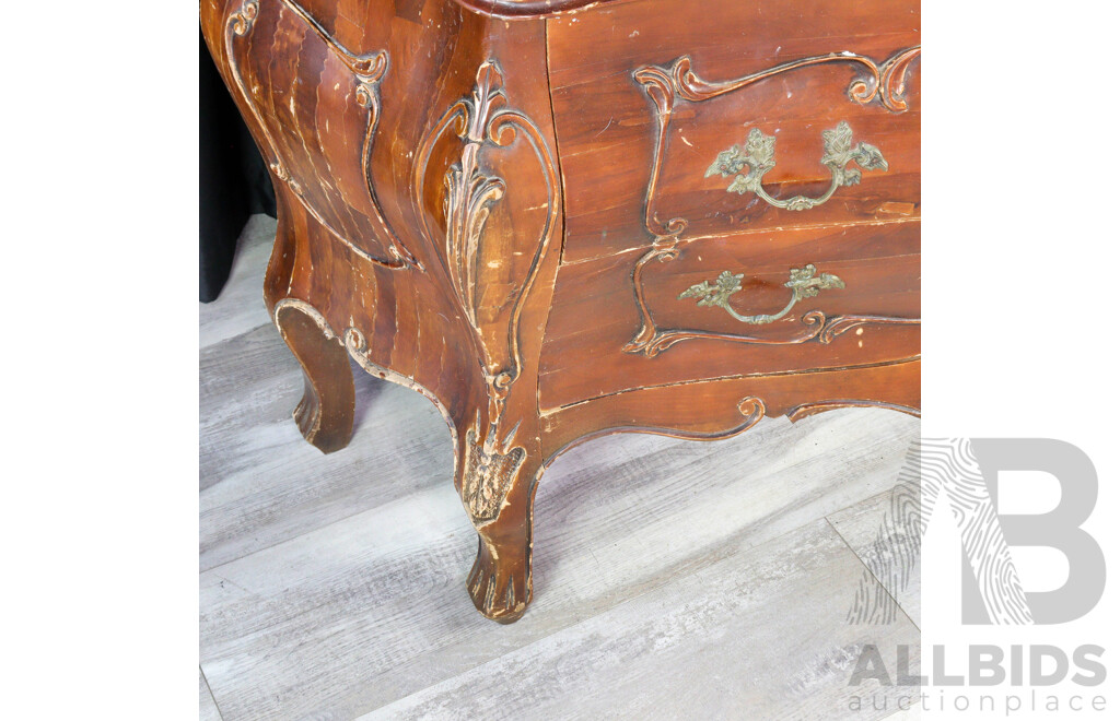 Vintage Italian Serpentine Bombe Dresser