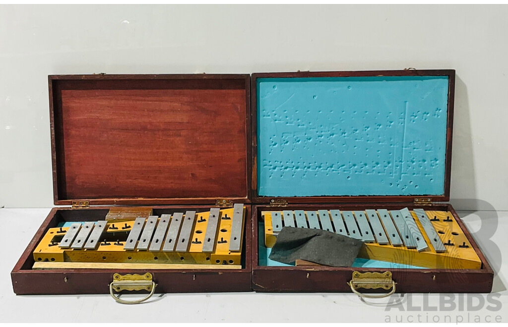 Pair of Xylophones in Wooden Cases