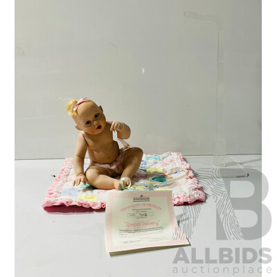 Vintage “special Delivery” Porcelain Doll #7300 From the “where Do Babies Come From” Collection Issued by Ashton-drake Galleries