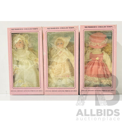 Collection of Three Special Edition Genuine Porcelain Dolls From the Memories Collection Including Grace, Alice and Emily