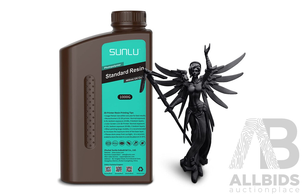 Sunlu Standard 3D Photopolymer Resin for 3D Printing (Solid Black) - Lot of 4
