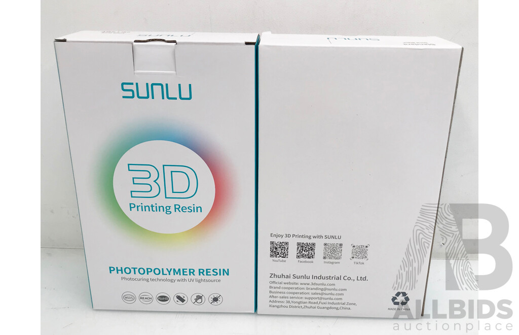 Sunlu Standard 3D-Photopolymer Resin for 3D Printing (Solid Grey) - Lot of 4