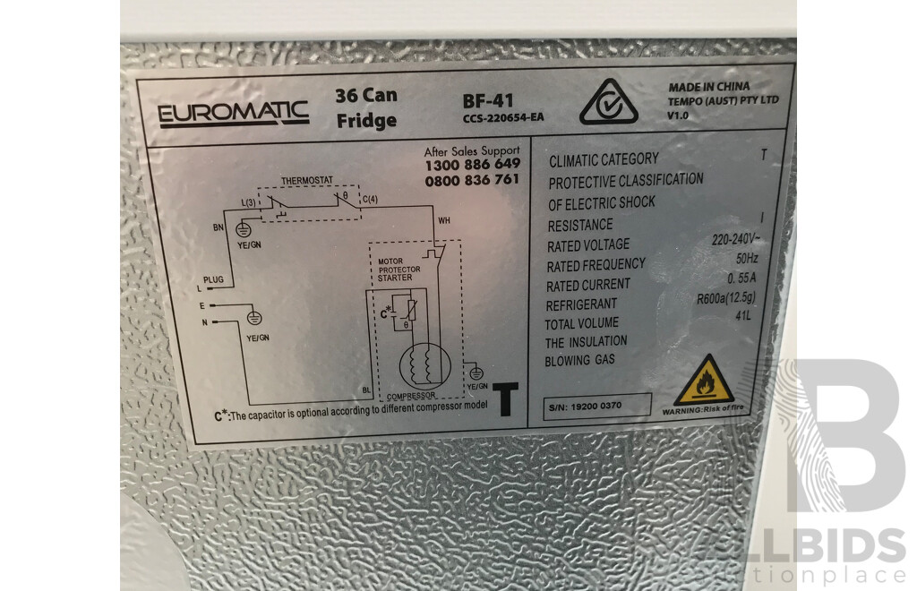 Euromatic (BF-41) 36 Can Bar Fridge