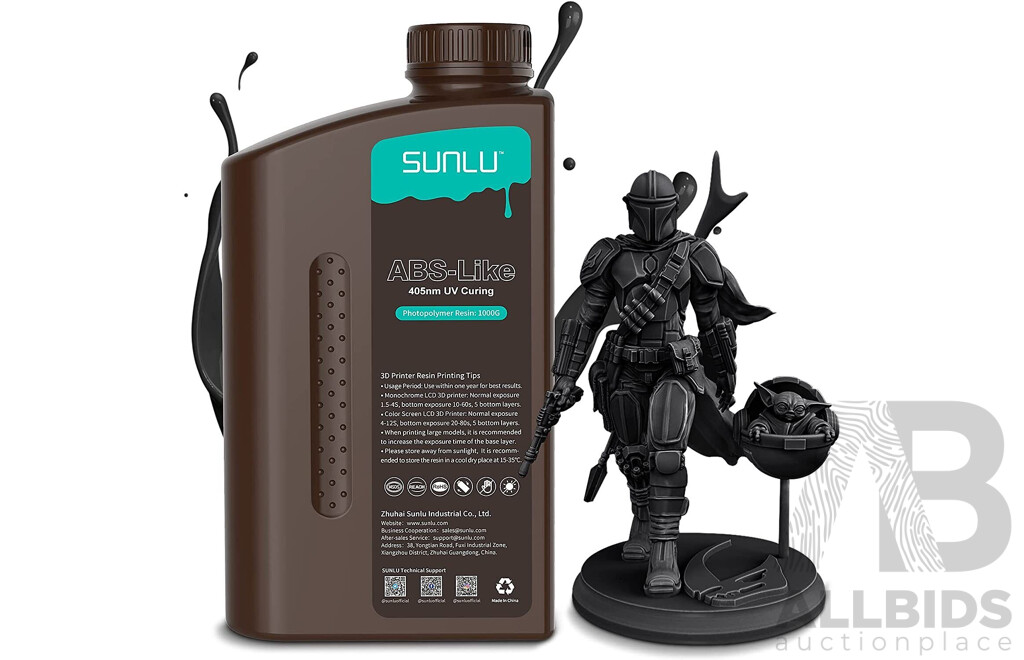 Sunlu ABS-Like 3D Photopolymer Resin for 3D Printing (Solid Black) - Lot of 4