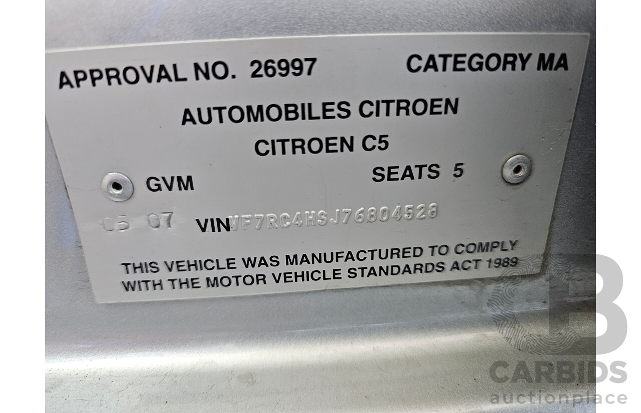 5/2007 Citroen C5 SX 2.2 HDI TWIN Turbo  4d Sedan Silver 2.2L