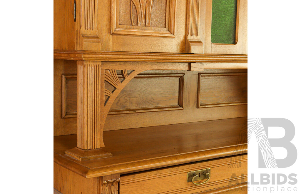 Large Oak Art Nouveau Kitchen Dresser