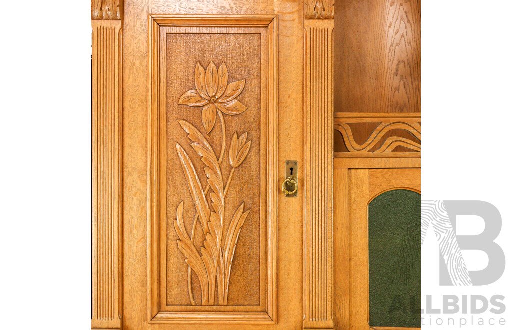 Large Oak Art Nouveau Kitchen Dresser