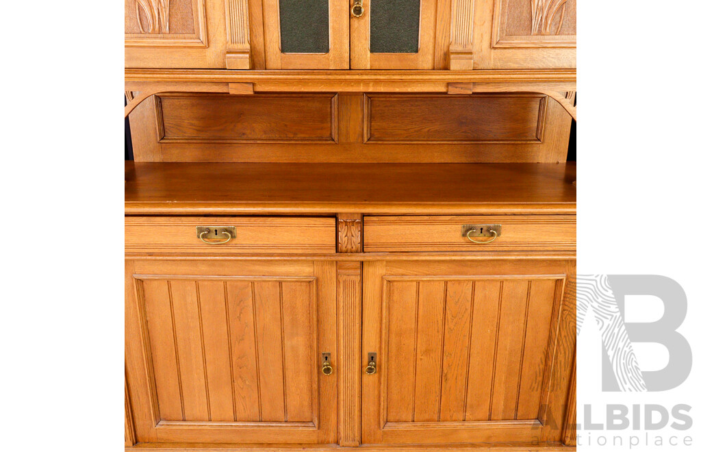 Large Oak Art Nouveau Kitchen Dresser