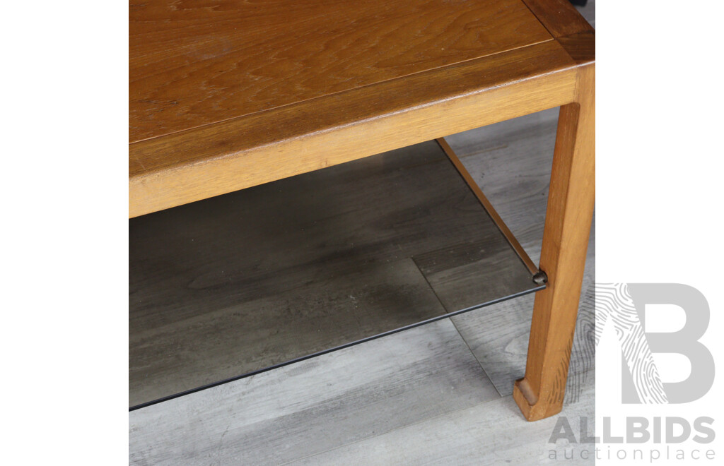 Teak Coffee Table with Glass Magazine Shelf by Chiswell