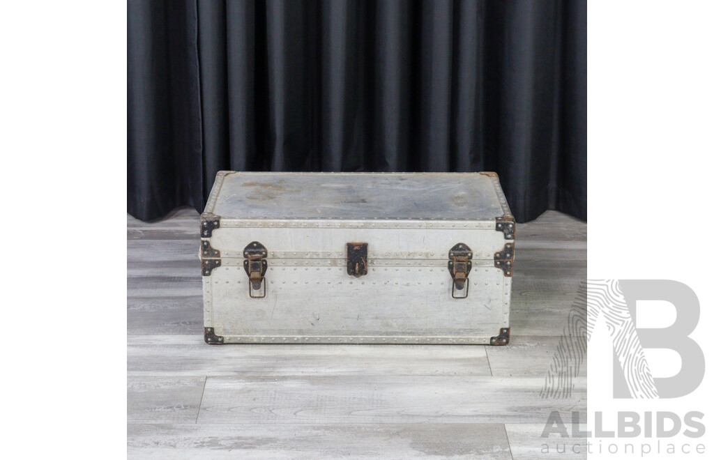 Vintage Metal Framed Shipping Trunk