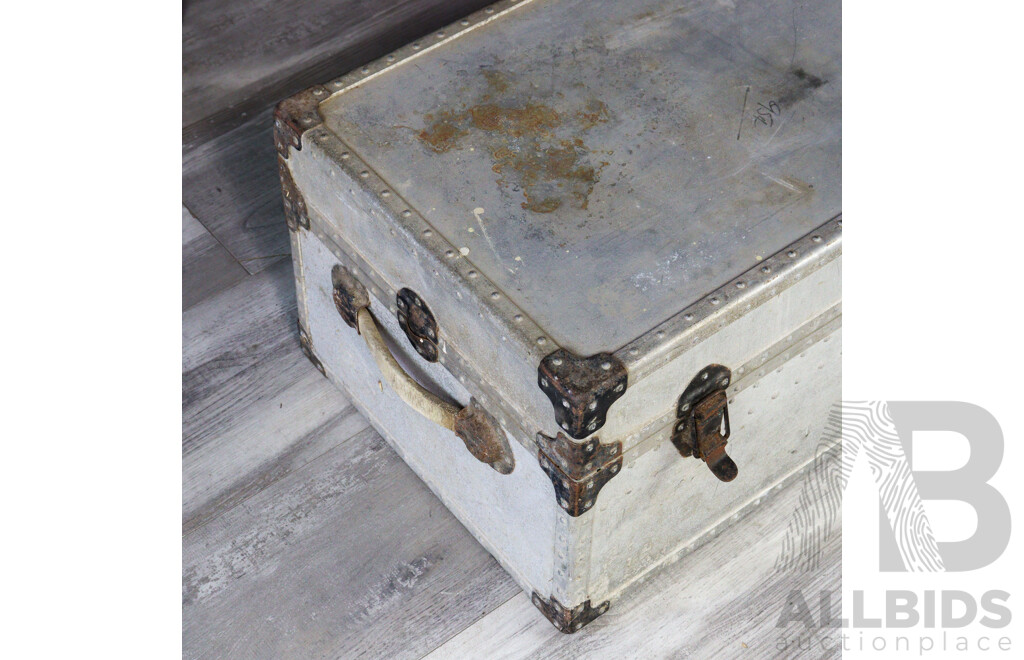 Vintage Metal Framed Shipping Trunk