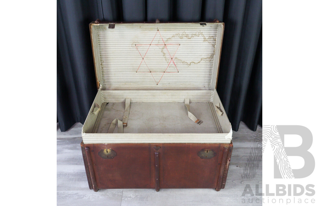 Large Vintage Timber Bound Travel Trunk