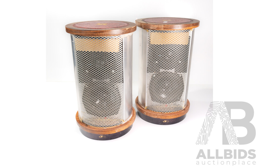 Pair Retro Model JR 149 Loudspeaker System Speakers with Faux Leather Tops