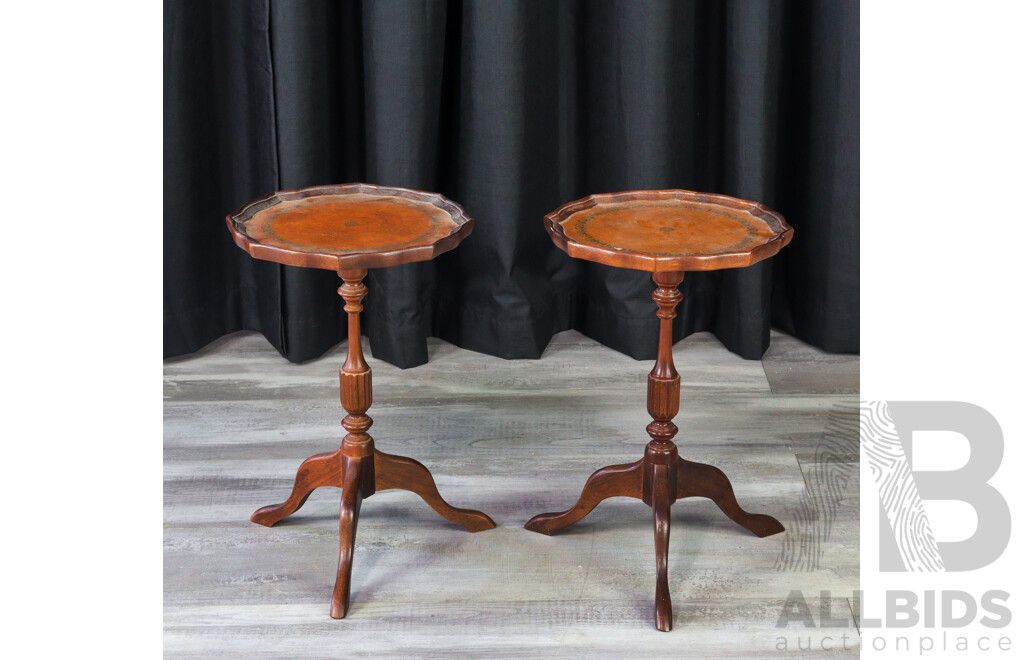 Pair of Leather Top Wine Tables