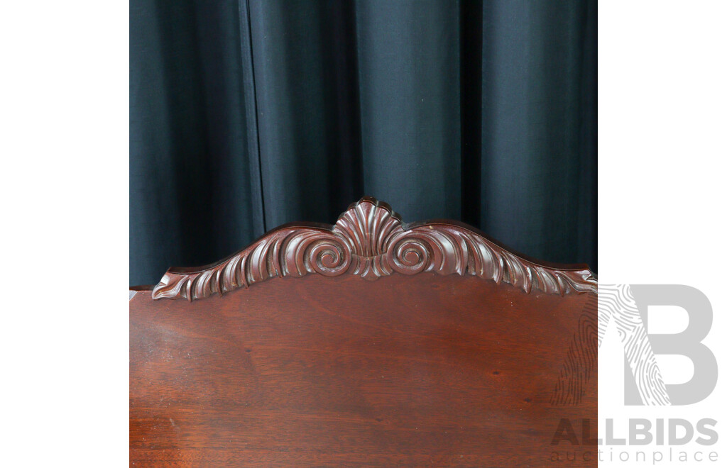 Pair of Queen Anne Style Bedsides with Bedhead