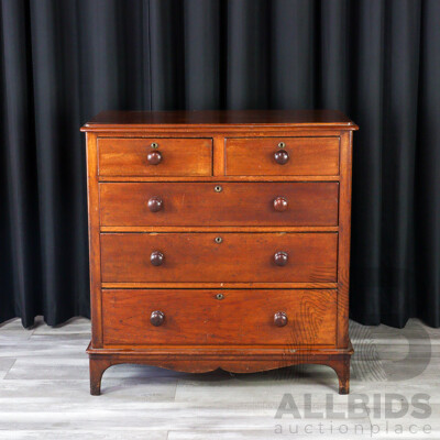 Victorian Cedar Chest of Five Drawers