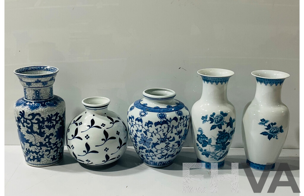 Collection Mostly Asian Blue and White Decorated Porcelain Pieces