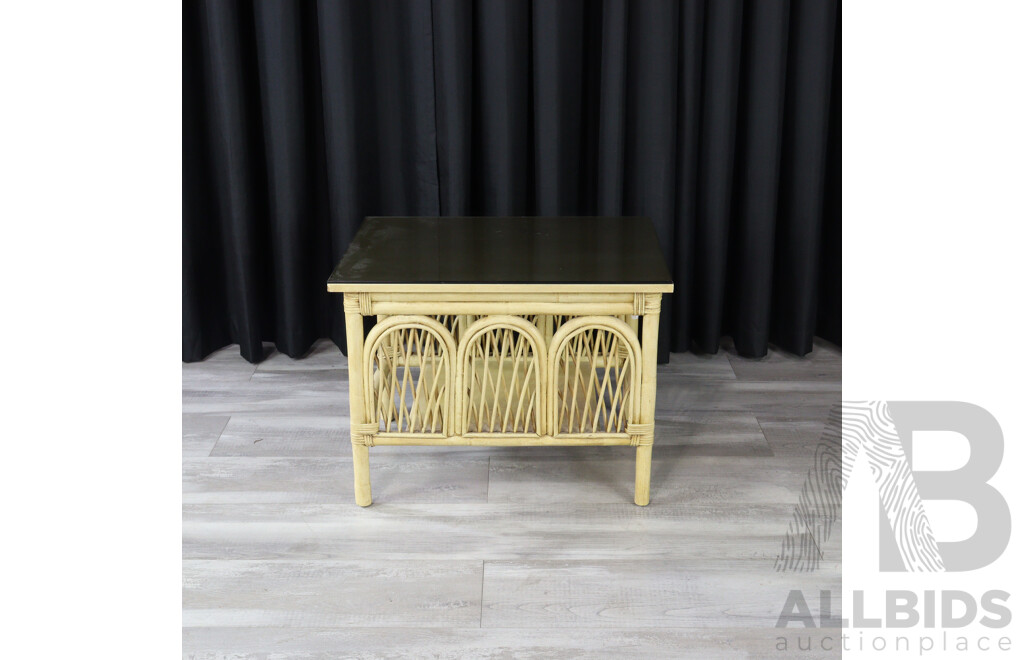 Cane Occasional Table with Proctective Glass Top