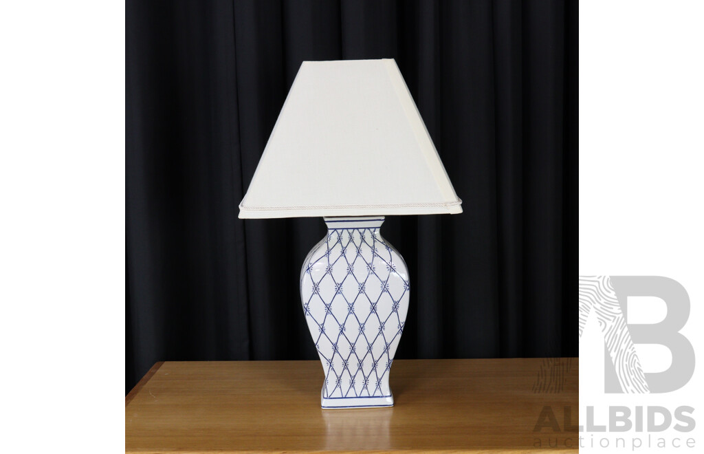 Blue and White Ceramic Table Lamp by Bloomingdales