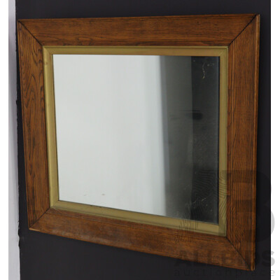 Vintage Oak Framed Mirror with Gilt Highlights