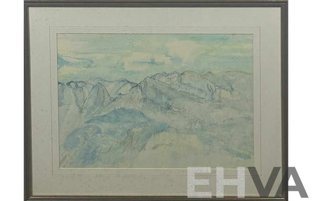 Artist Unknown, (20th Century), Blue Mountains, Pencil and Watercolour, 60 x 77 cm (frame)