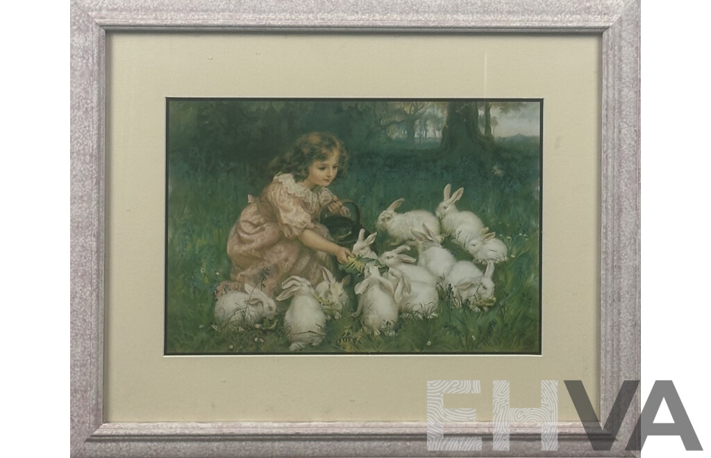 After Frederick Morgan (British, 1847-1927), Alice in Wonderland, Reproduction Print of Original Lithograph, 48 X 58 Cm (frame)