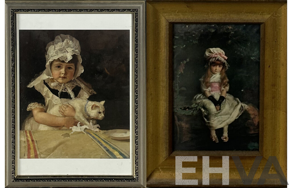 John Everett Millais, (British, 1829-1896)Cherry Ripe (1879) & Tom Roberts, (British-Australian, 1856-1931), Miss Minna Simpson (1886), Pair Prints of Originals, 48 x 36 cm (larger frame) (2)