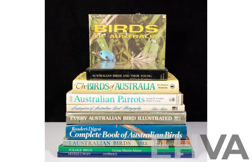 Collection Books Relating to Australian Birds Including Australian Parrots Illustrated by W T Cooper, Neville Cayley by J H Prince, Foliage Birds by G M Martins and More