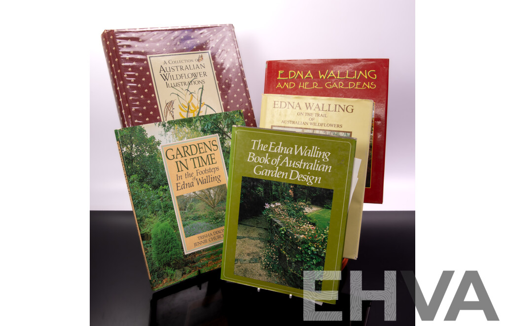 Collection  Four Books Relating to Edna Walling Along with a Collection of Australian Wildflower Ilustrations by Patricia Weare, All Hardcovers
