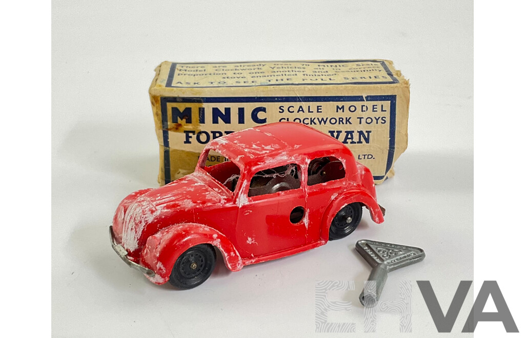 Vintage Minic Tri-Ang Clock Work Ford Light Van, Made in England