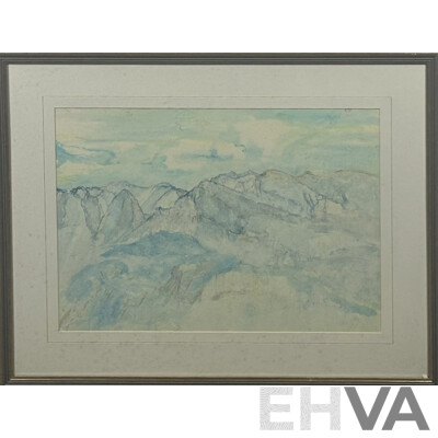 Artist Unknown, (20th Century), Blue Mountains, Pencil and Watercolour, 60 x 77 cm (frame)