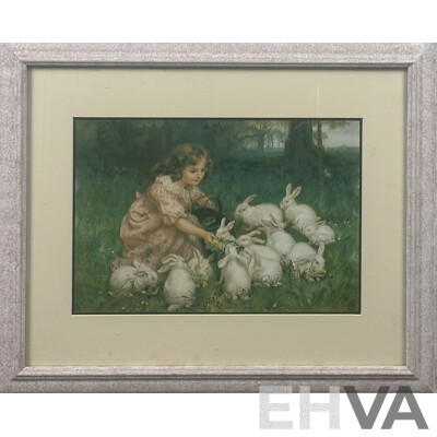 After Frederick Morgan (British, 1847-1927), Alice in Wonderland, Reproduction Print of Original Lithograph, 48 X 58 Cm (frame)