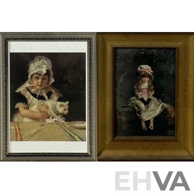 John Everett Millais, (British, 1829-1896)Cherry Ripe (1879) & Tom Roberts, (British-Australian, 1856-1931), Miss Minna Simpson (1886), Pair Prints of Originals, 48 x 36 cm (larger frame) (2)