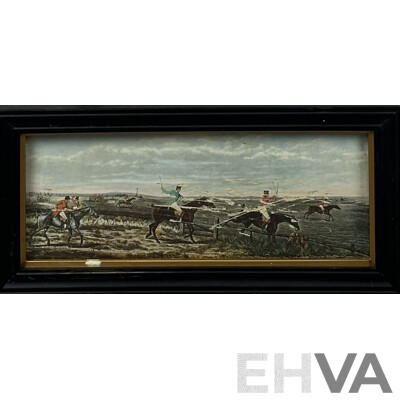 Collection of Vintage Art Works, Including Pair of B. McKelvey Homestead Ink & Watercolours, Unknown Fox Hunt Print & Boy with Sheep, Print on Cloth, 30 x 40 cm (largest) (4)