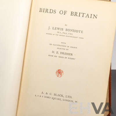 Birds of Britain, J Lewis Bonhote, a C Black, 1917, Embossed Hardcover