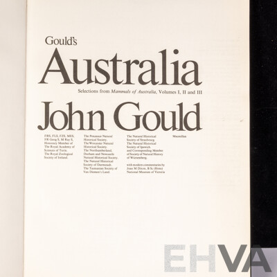 Collection Four John Gould Volumes Comprising Placental Mammals, Australian Marsupials and Monotremes, Kangaroos, Goulds Australia, All Hardcovers in Slip Cases