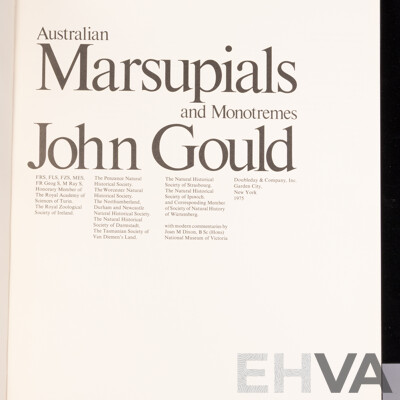 Collection Four John Gould Volumes Comprising Placental Mammals, Australian Marsupials and Monotremes, Kangaroos, Goulds Australia, All Hardcovers in Slip Cases