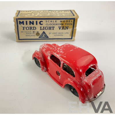 Vintage Minic Tri-Ang Clock Work Ford Light Van, Made in England