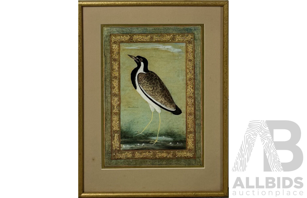 Ustad Mansur (17th Century, Indian, Died 1624) Lapwing, Reproduction Colour Print of Original, 41 x 31 cm (frame)